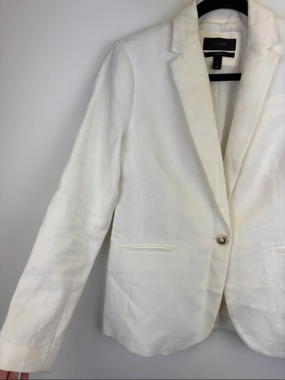 J. Crew Campbell Blazer White Linen Nautical Jacket Women's size 2